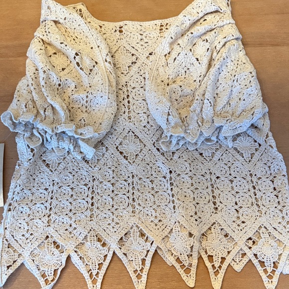 Vintage NWT Cream Crochet Lace Women Top - Picture 6 of 6